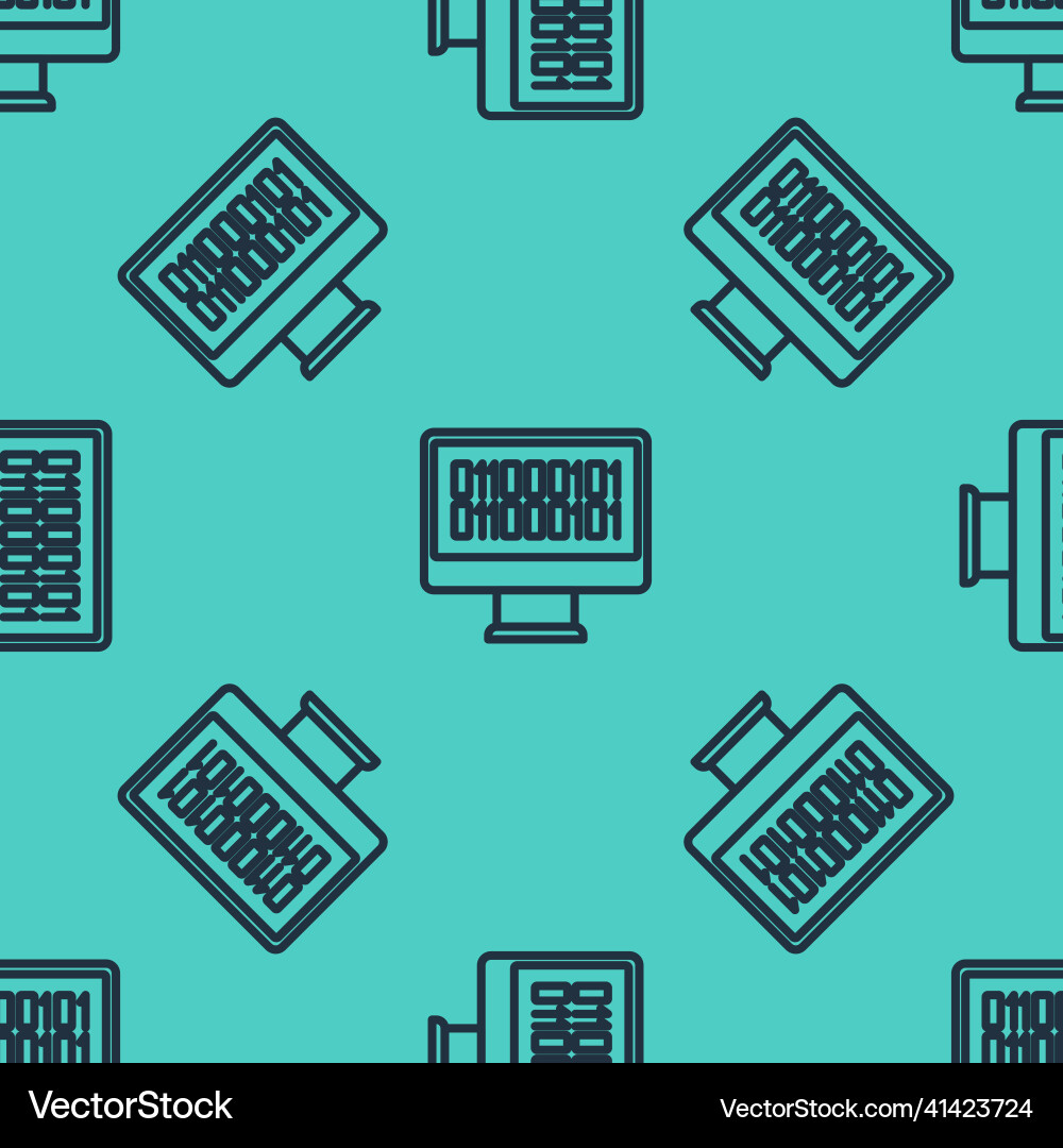 Black line binary code icon isolated seamless vector image