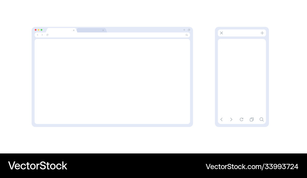 Browser mockup set in light theme for web Browser mockup set in light theme for web vector image
