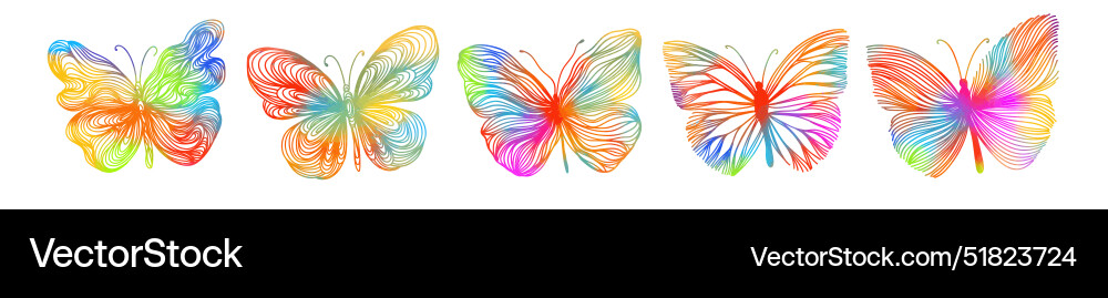 Colored butterfly objects line art not ai Colored butterfly objects line art not ai Vector Image