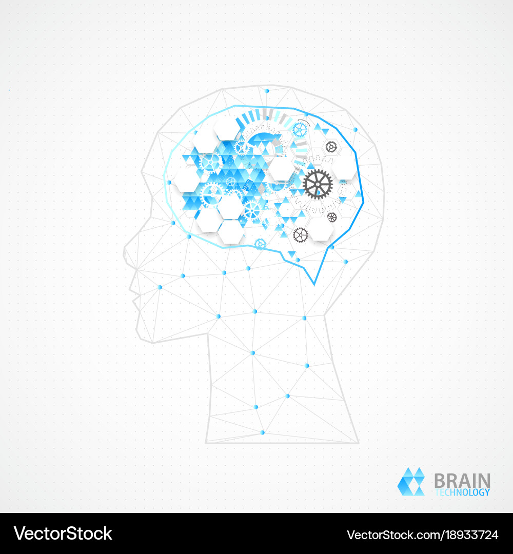 Creative brain concept background with triangular Vector Image