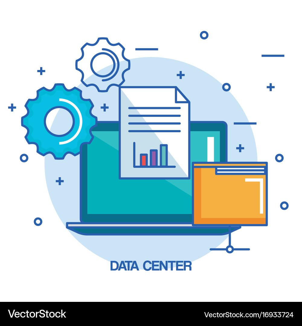 Data center laptop computer folder document vector image