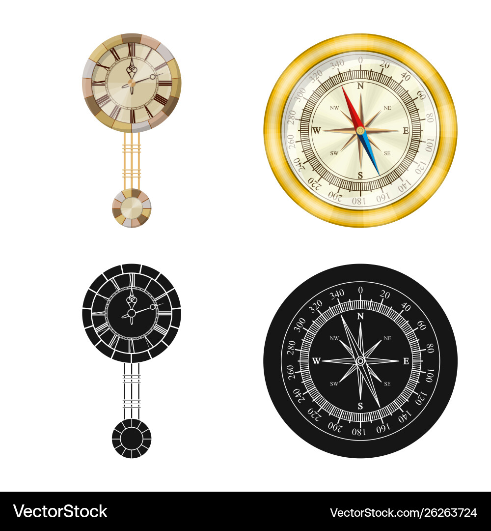 Design clock and time sign set vector image