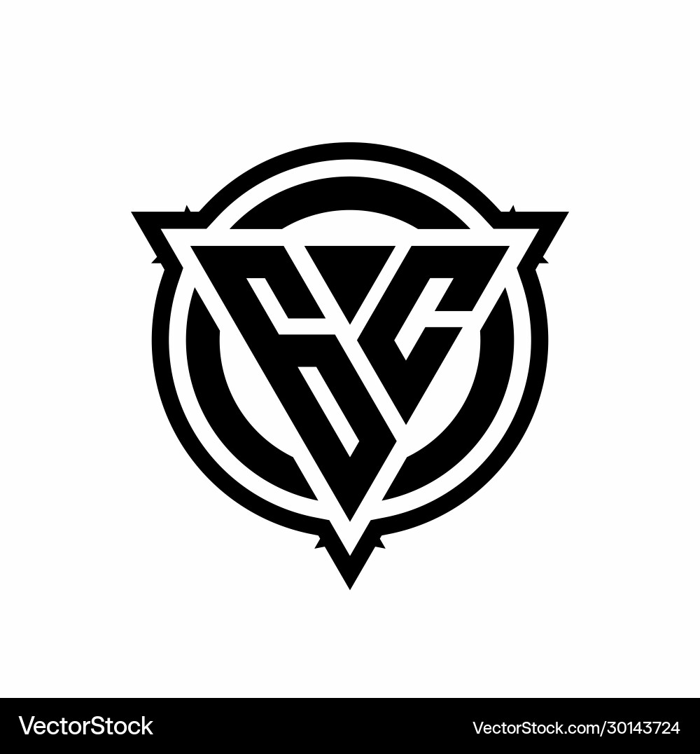 Gc logo with triangle shape and circle vector image