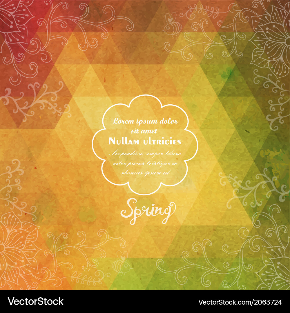 Geometric triangles pattern with label spring vector image