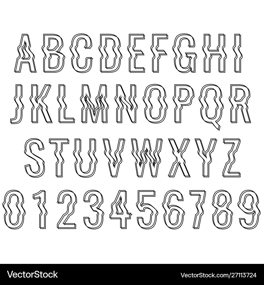 Glitch Font - Distorted Typeface vector image