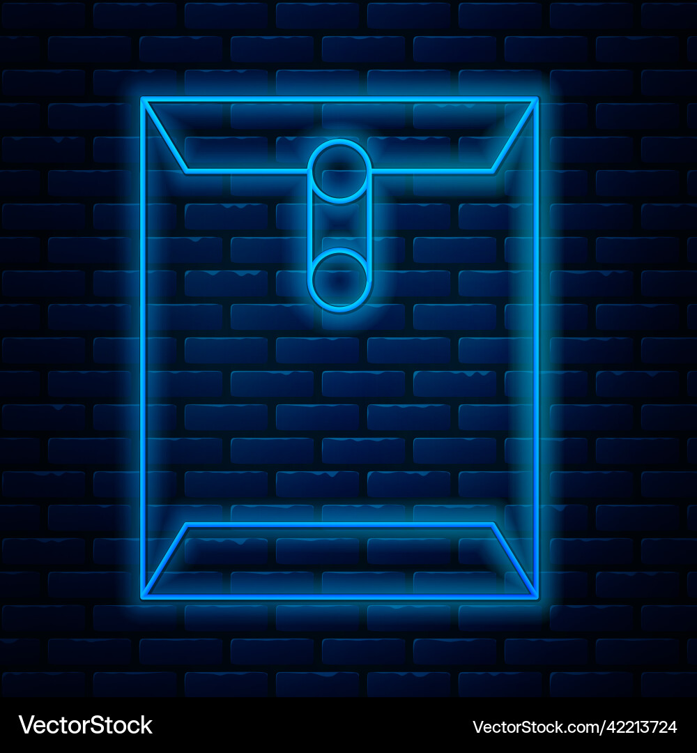 Glowing neon line envelope icon isolated on brick Glowing neon line envelope icon isolated on brick vector image