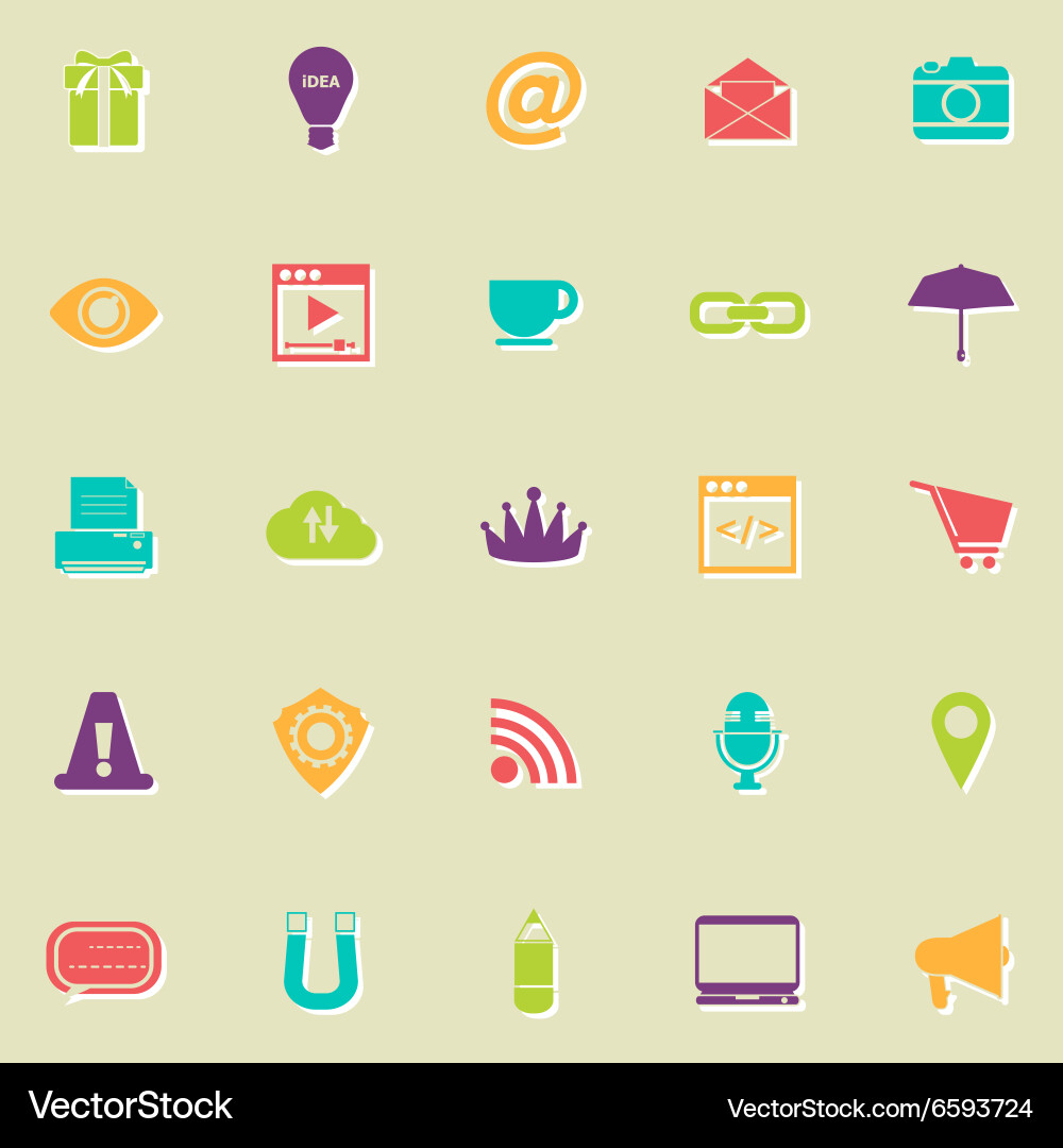 Internet website flat icons with shadow vector image