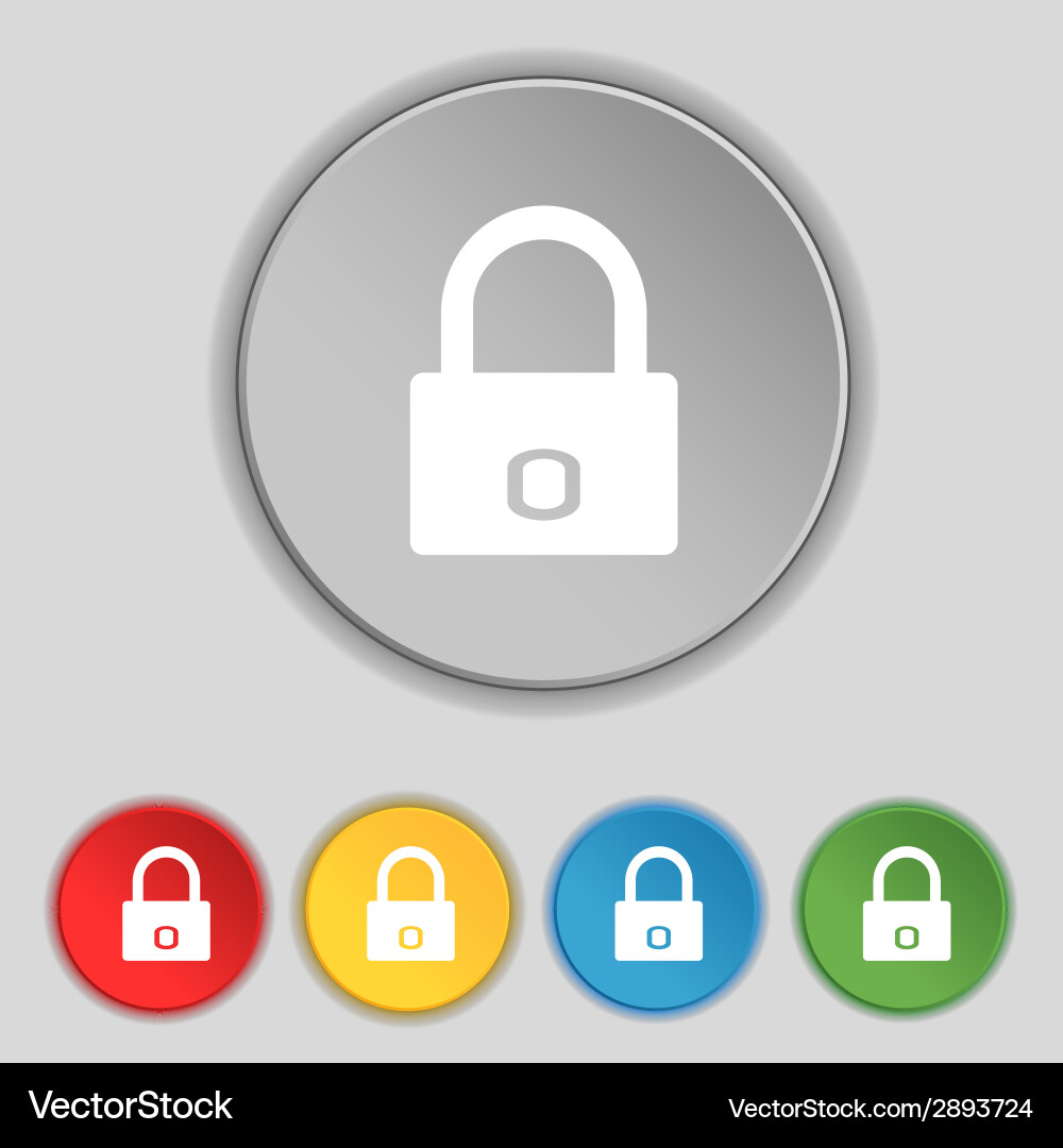 Lock sign icon locker symbol set color buttons vector image