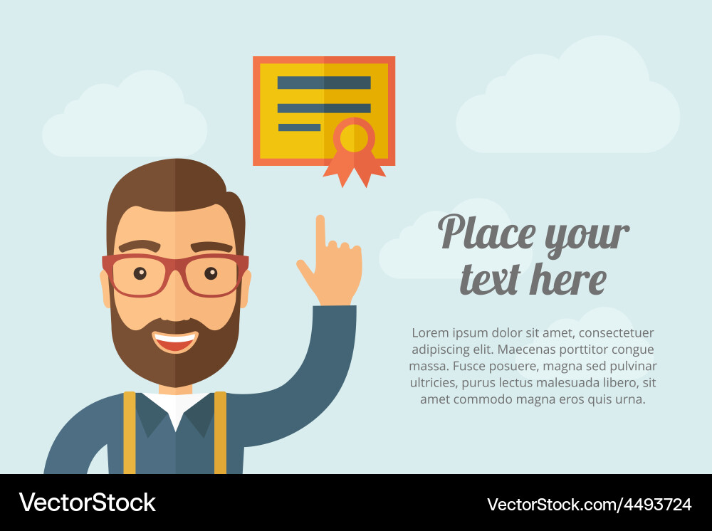 Man pointing the certificate icon vector image
