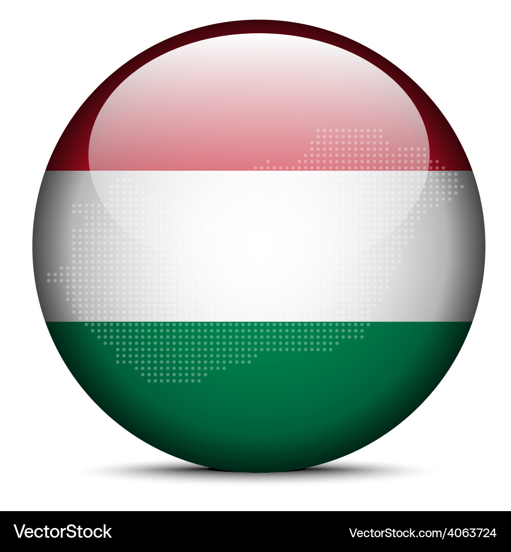 Map with dot pattern on flag button of hungary vector image