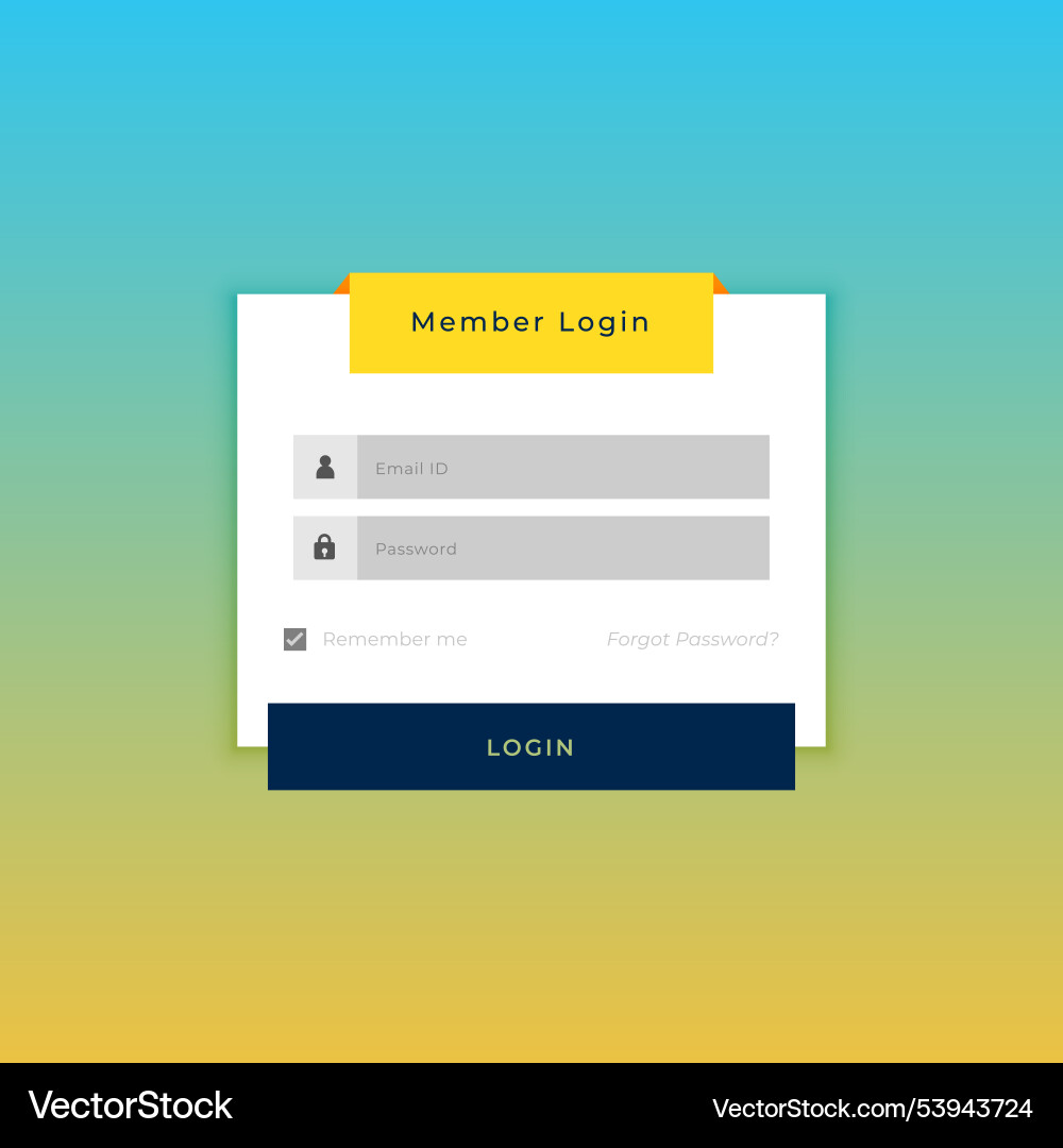 Member login form template for web profile access vector image