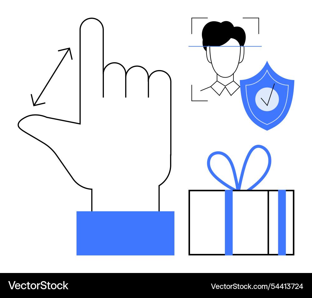 Multiple elements including a hand gesture user Multiple elements including a hand gesture user vector image