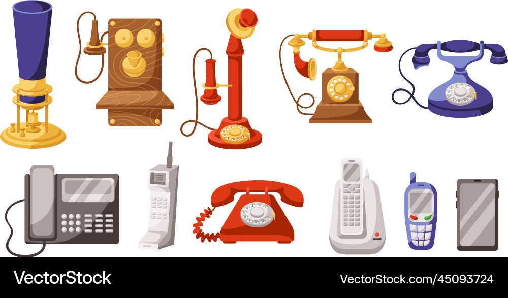 Phone evolution telephone history from invention Phone evolution telephone history from invention vector image