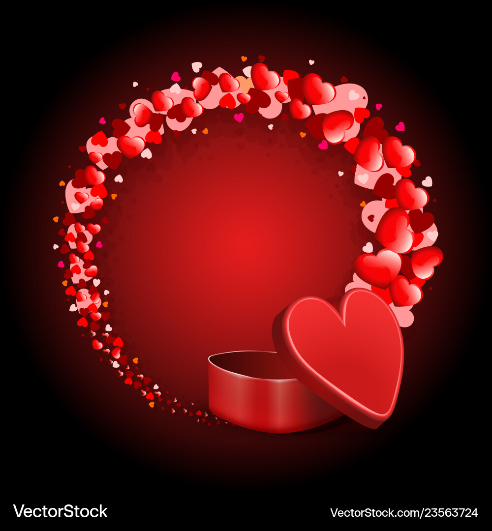 Red composition with a casket and round Vector Image