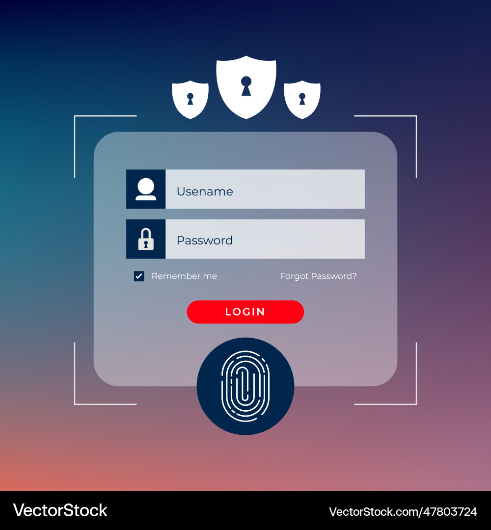 Secure scanning fingerprint design cybersecurity Secure scanning fingerprint design cybersecurity vector image