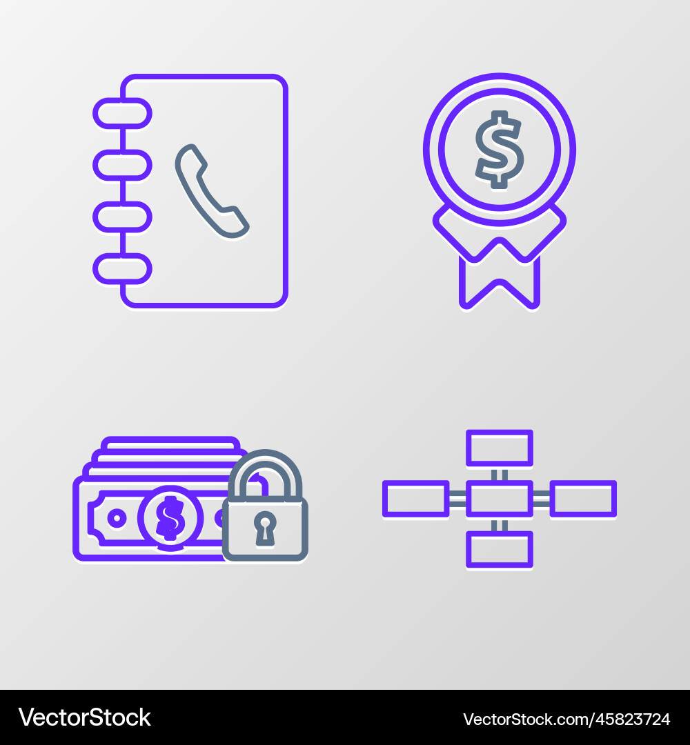 Set line business hierarchy organogram chart vector image