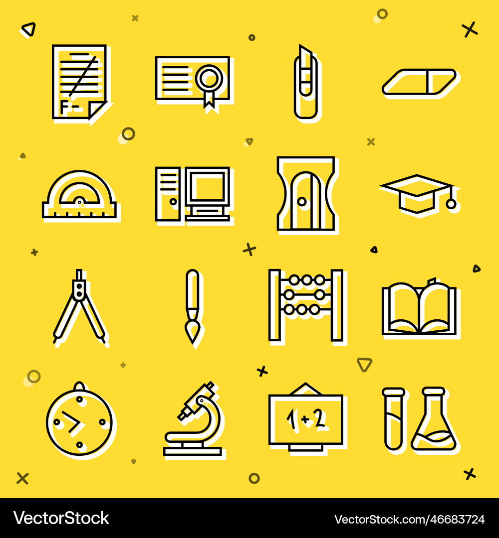 Set line test tube and flask open book Set line test tube and flask open book vector image