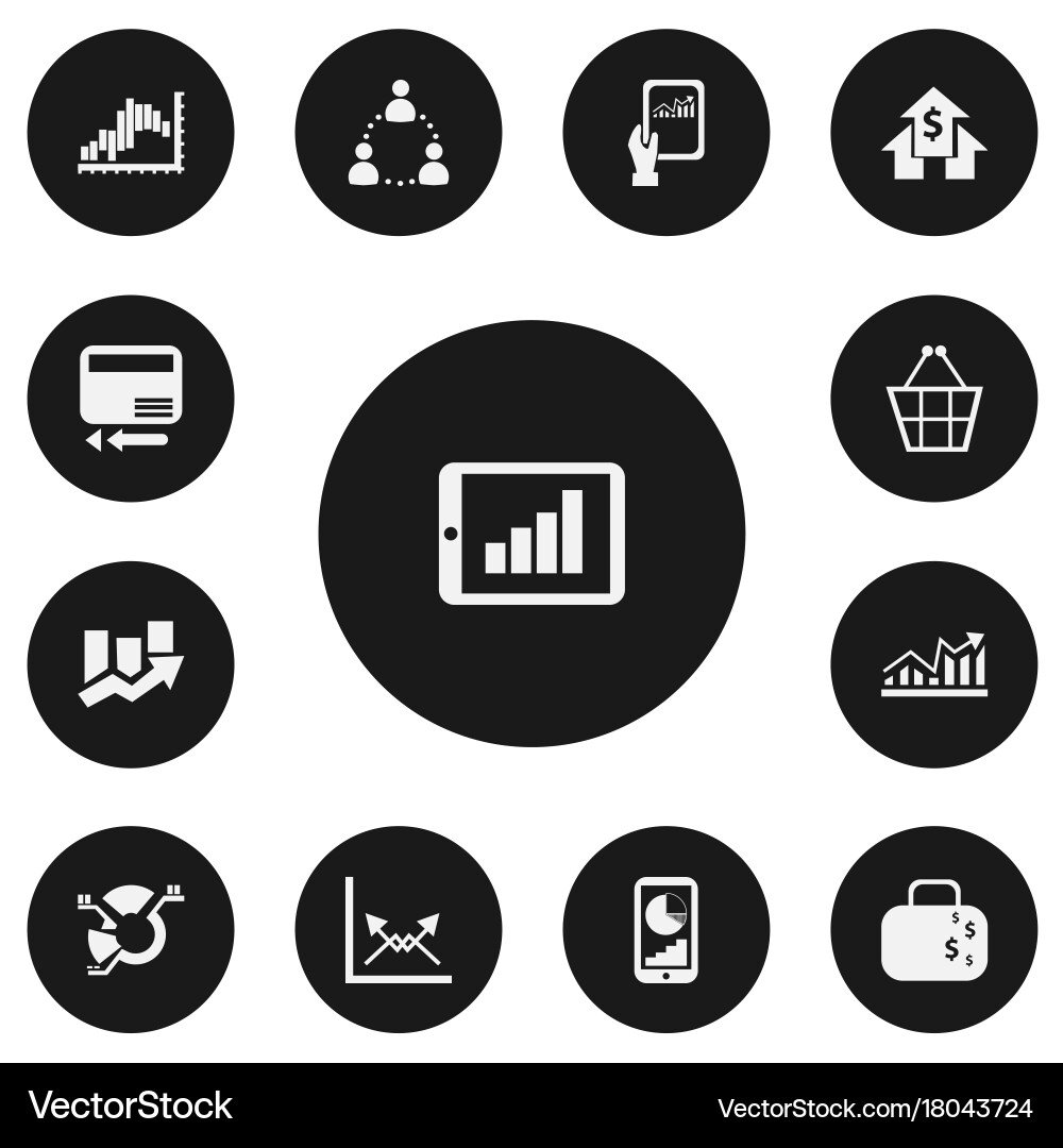 Set of 13 editable analytics icons includes vector image