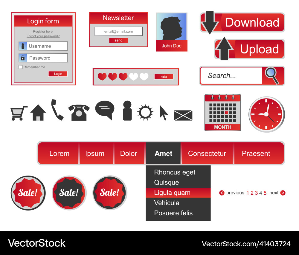 Set of web design elements Vector Image