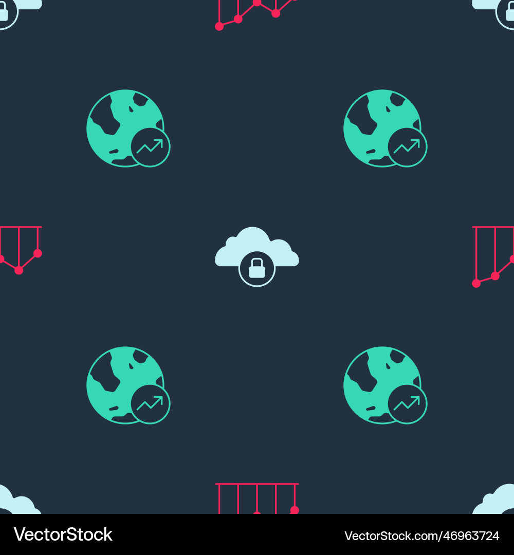 Set pie chart infographic cloud computing lock vector image