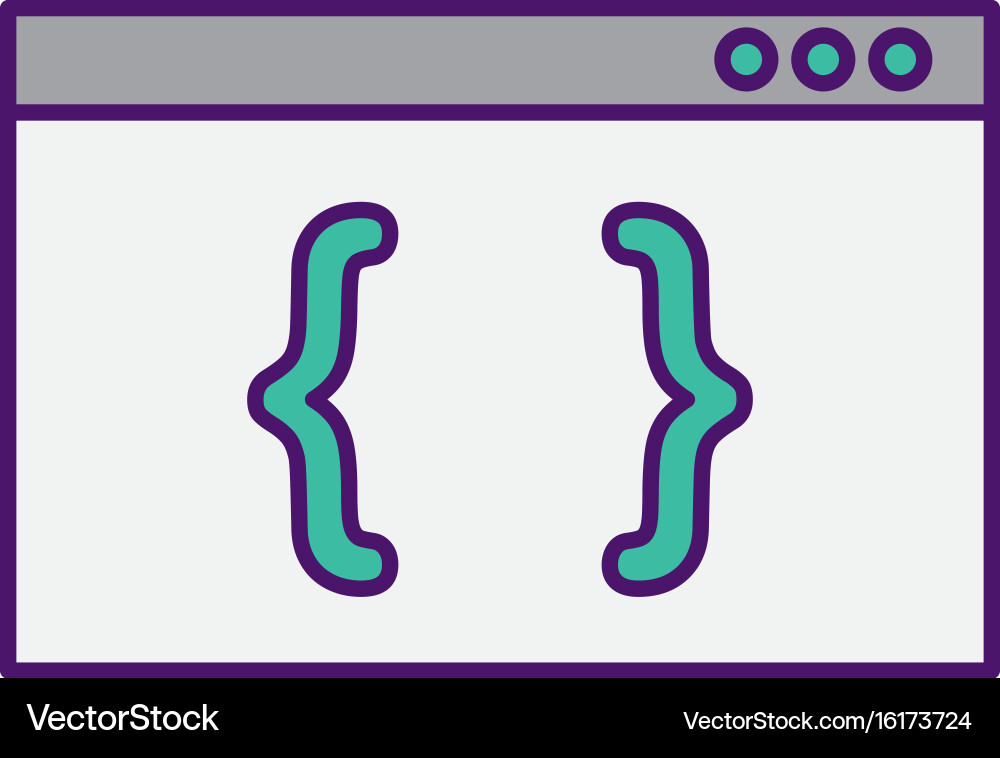 Template computer with brackets vector image