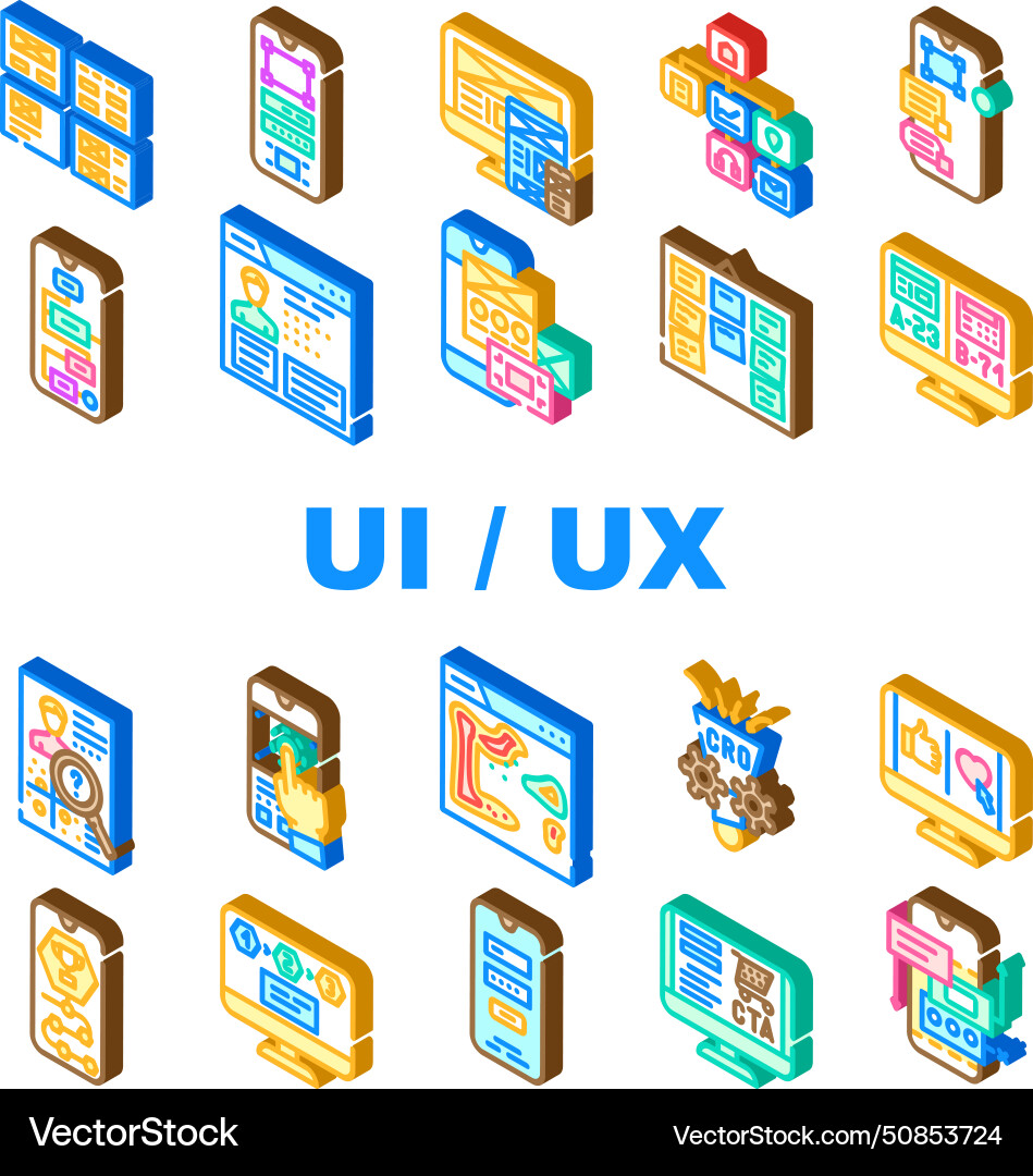 Ui ux web interface app icons set Ui ux web interface app icons set vector image