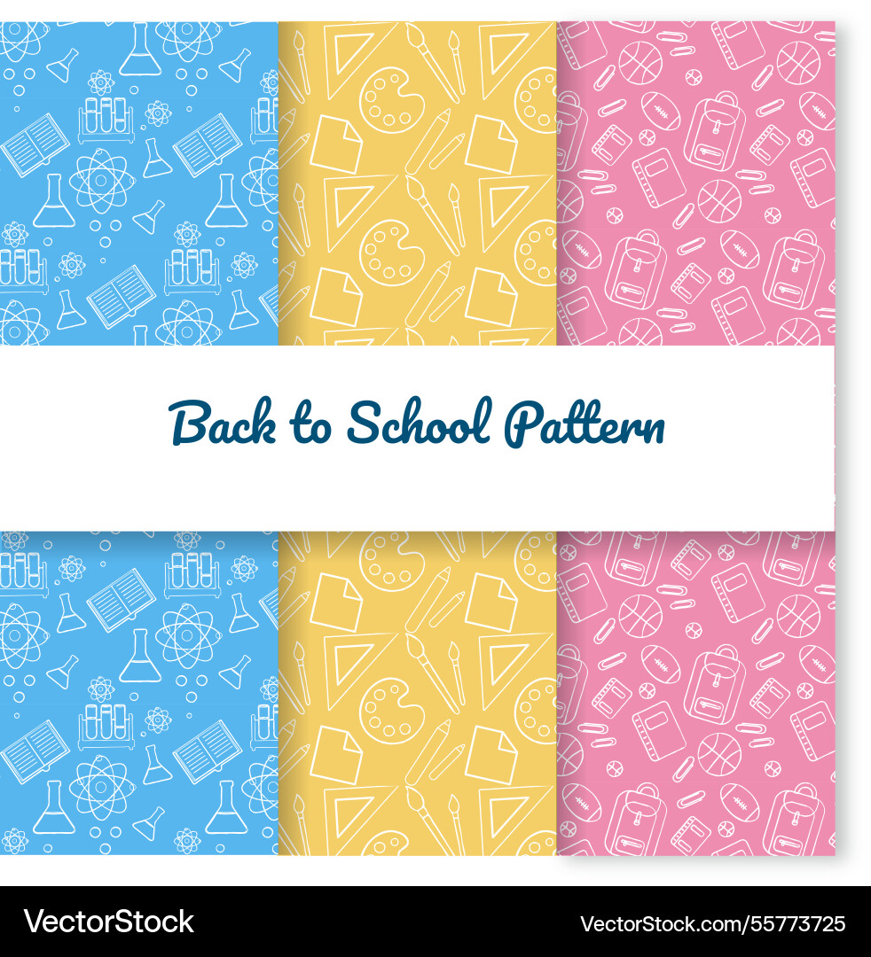 Back to school patterns collection with elements Vector Image