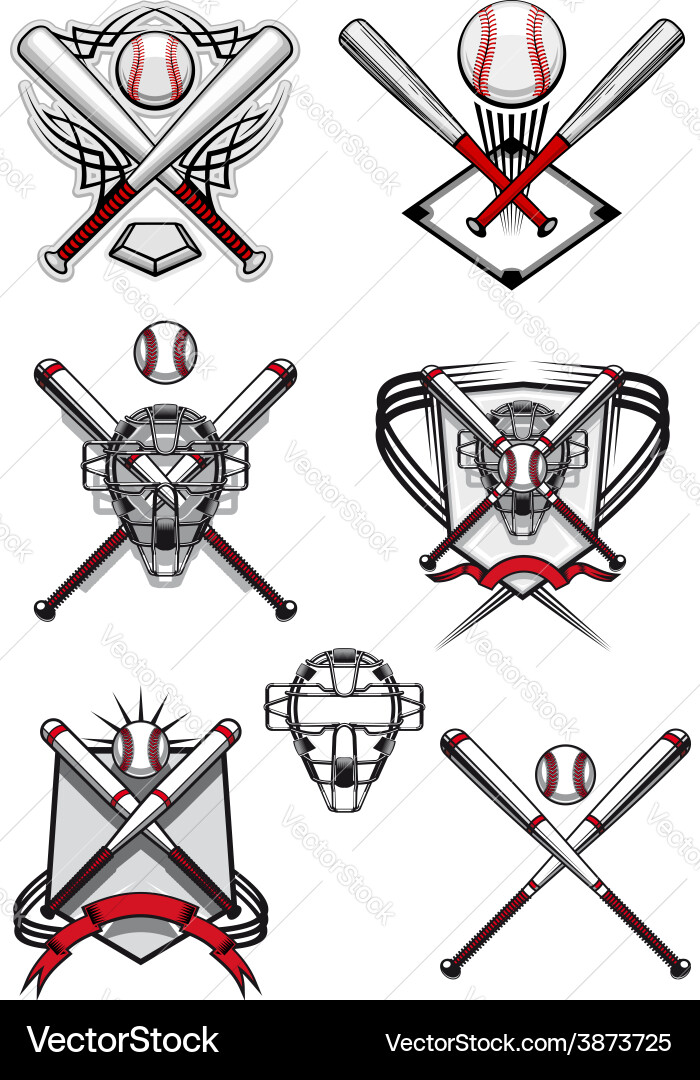Baseball Heraldry & Tribal Symbols Vector Image