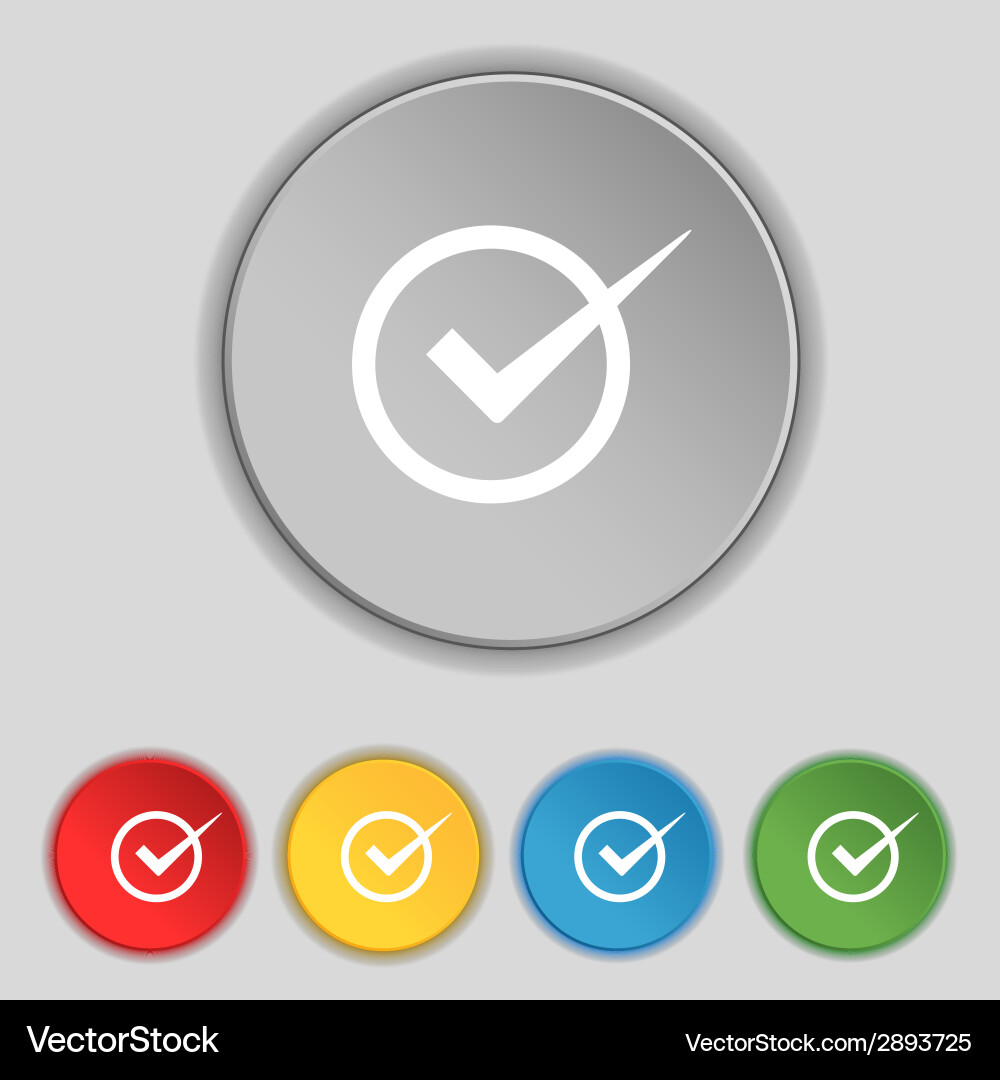 Überprüfen Sie die Markierungszeichen-Symbol-Checkbox Taste gesetzt Farbe Überprüfen Sie die Markierungszeichen-Symbol-Checkbox Taste gesetzt Farbe vektorbild