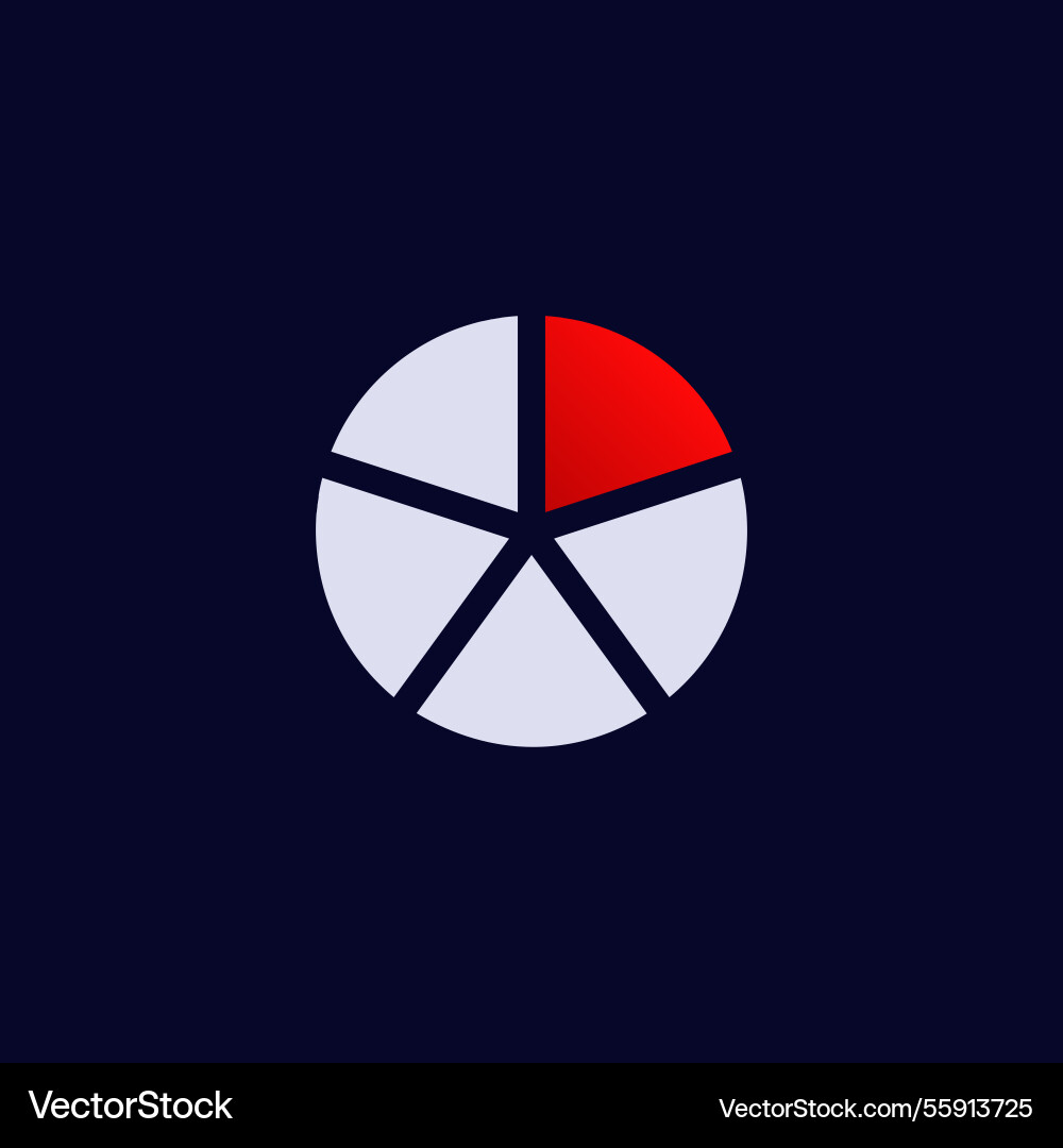 Colorful pie chart with one red segment vector image