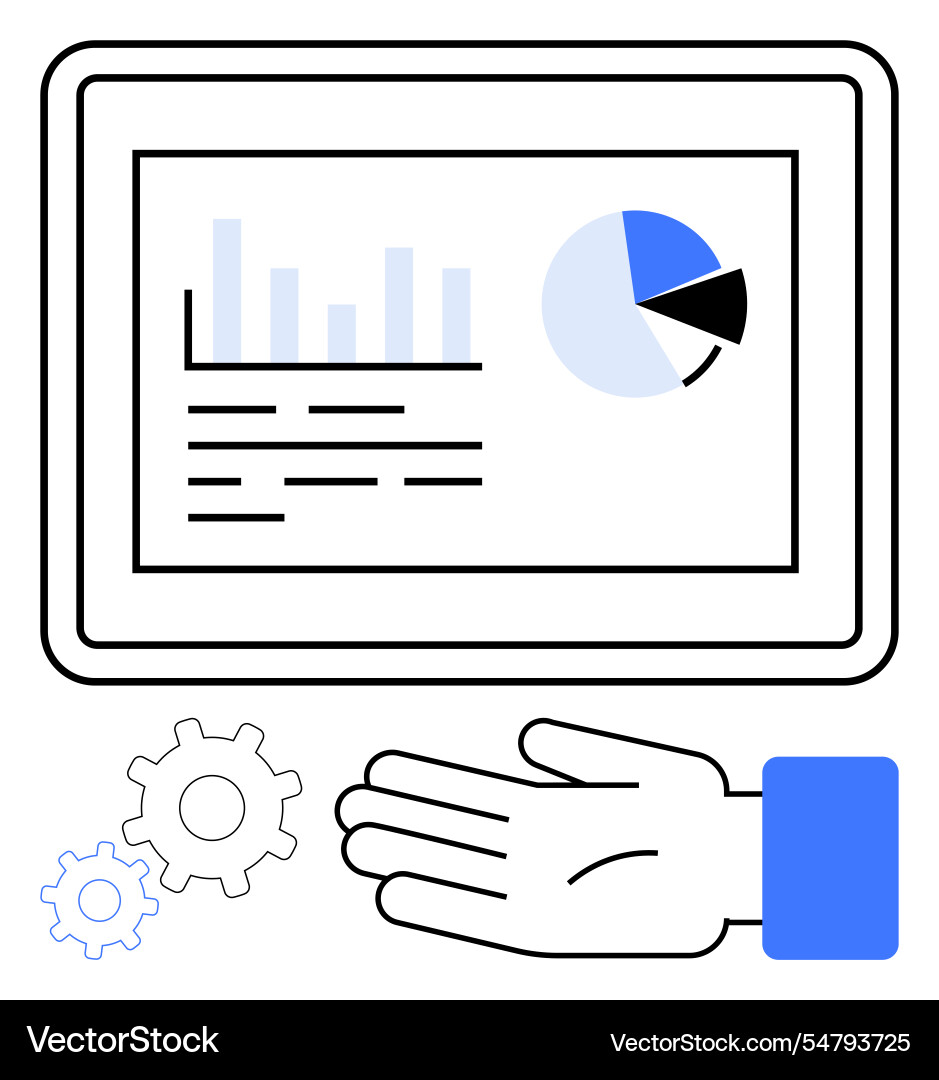 Digital dashboard with statistics and hand Vector Image
