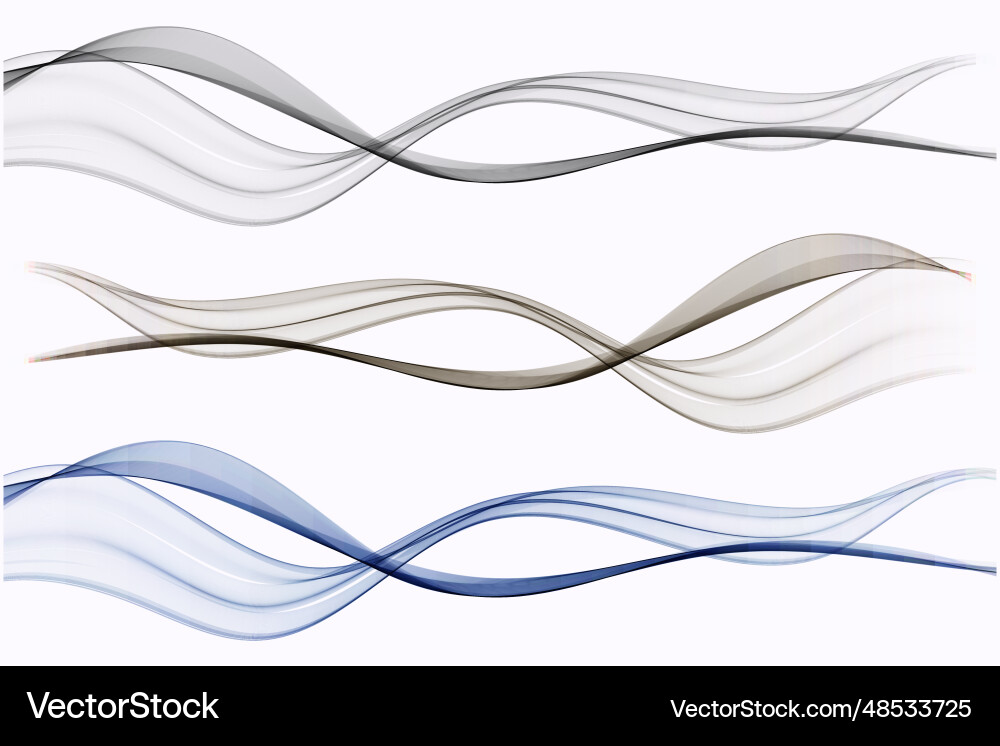 Flow transparent wave smoky background set Flow transparent wave smoky background set vector image