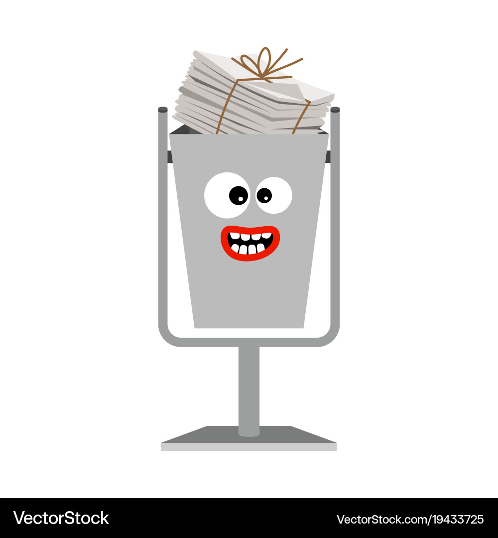 Garbage can with paper trash Vector Image