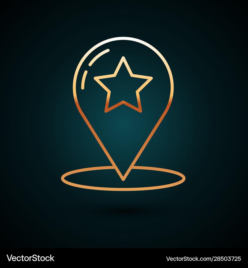 Gold line map pointer with star icon isolated Gold line map pointer with star icon isolated vector image