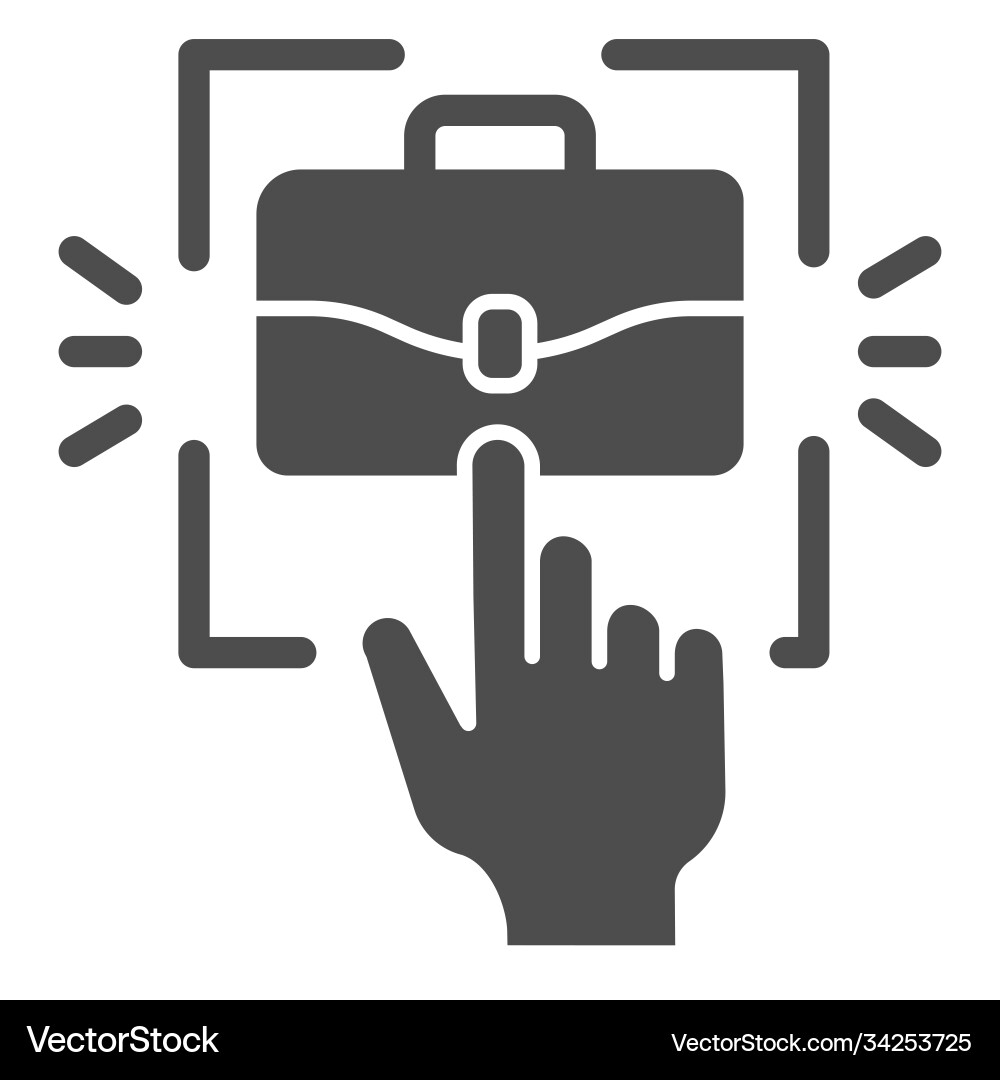 Hand pointer and briefcase solid icon coworking vector image