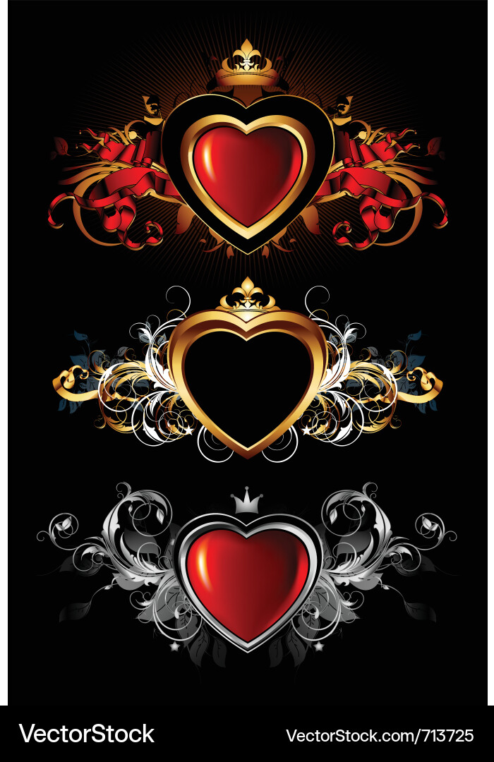 Heart forms with ornate elements Vector Image