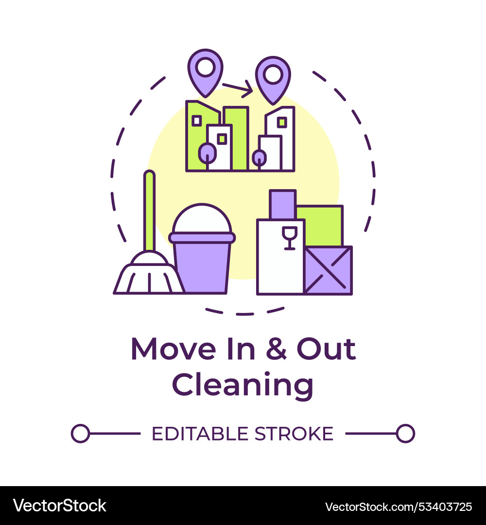 Move in and out cleaning multi color concept icon Move in and out cleaning multi color concept icon Vector Image