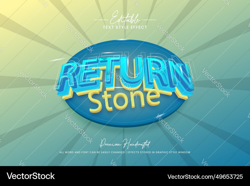 Return stone gaming 3d text style effect editable Return stone gaming 3d text style effect editable vector image