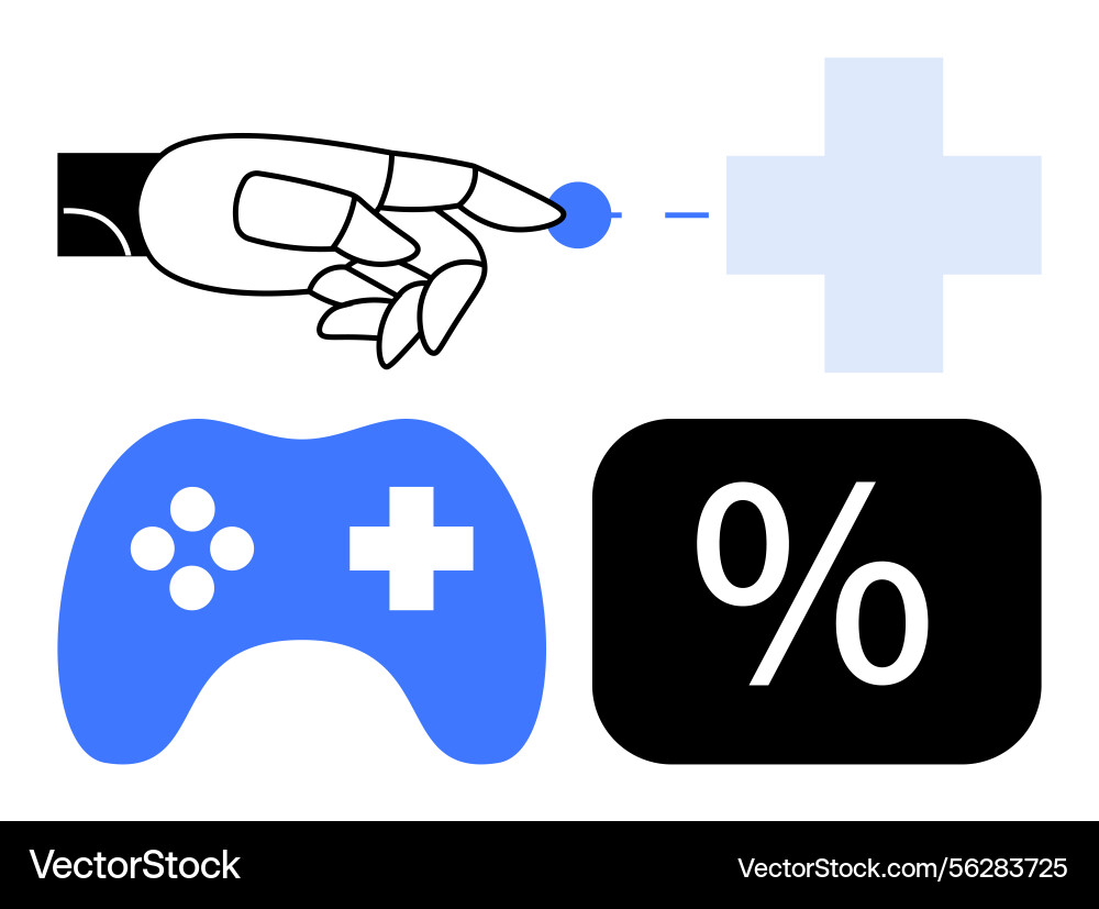 Robotic hand interaction with game controller Vector Image