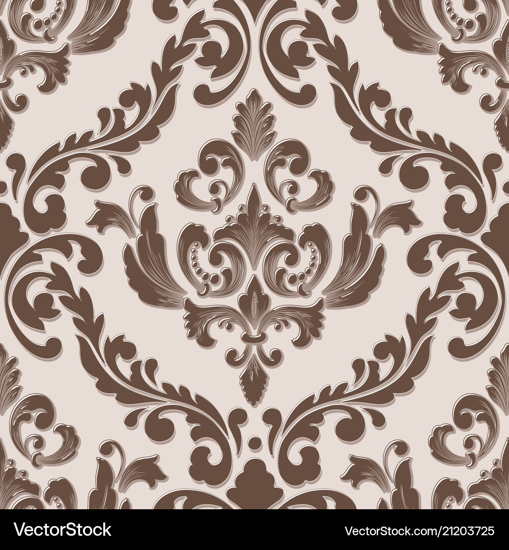 Volumetric damask seamless pattern element Volumetric damask seamless pattern element vector image