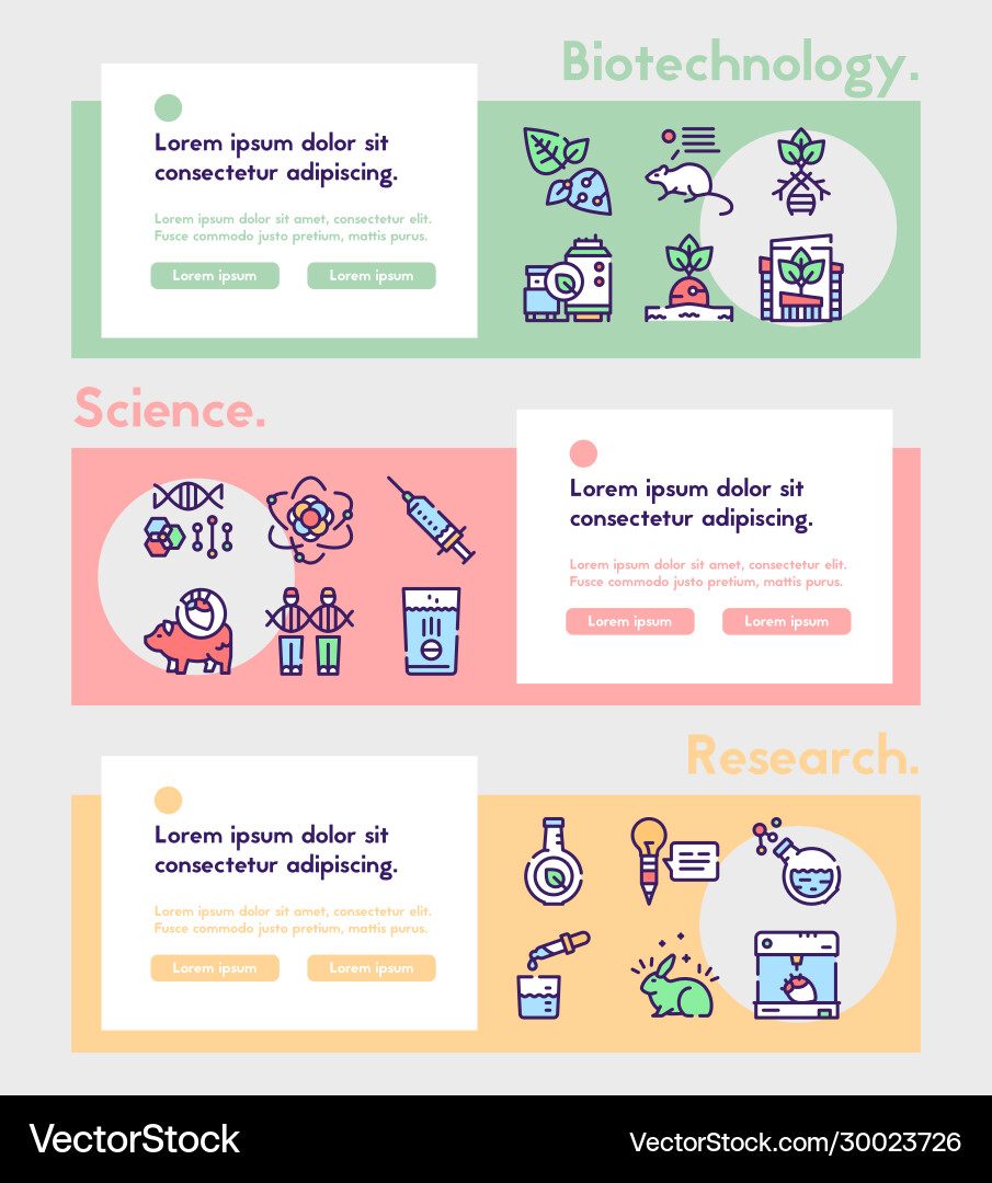Bio technologies color linear icons set Bio technologies color linear icons set vector image