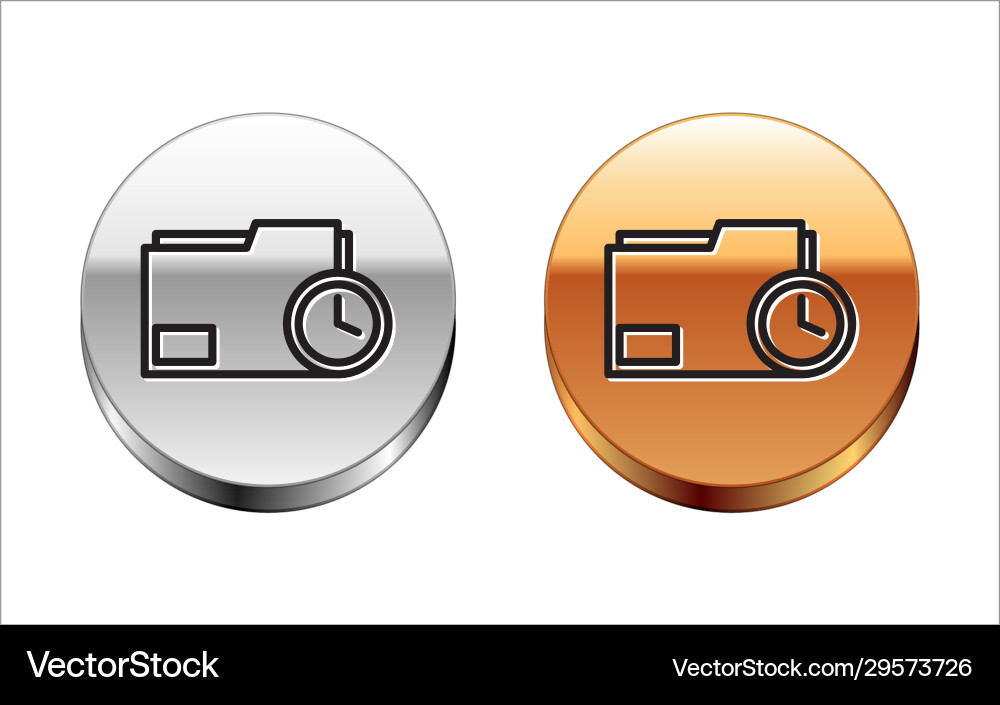 Black line document folder with clock icon Black line document folder with clock icon vector image
