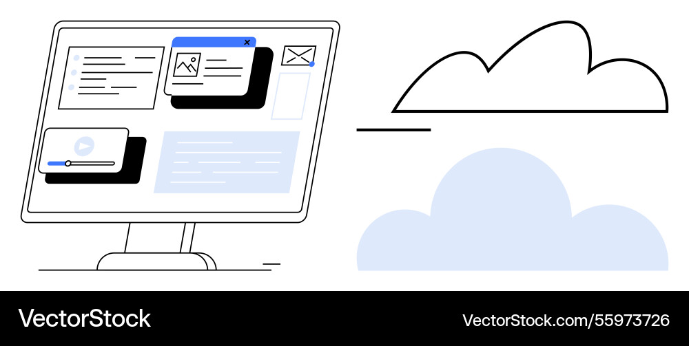 Cloud-based digital workspace with desktop vector image