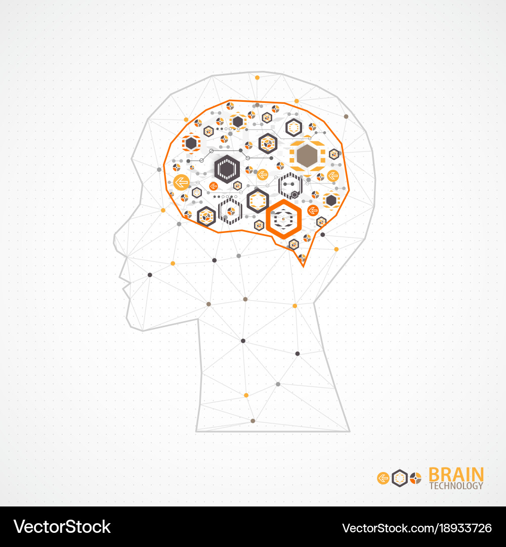 Creative brain concept background with triangular vector image
