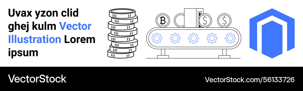 Cryptocurrency and blockchain concept with coins Cryptocurrency and blockchain concept with coins vector image