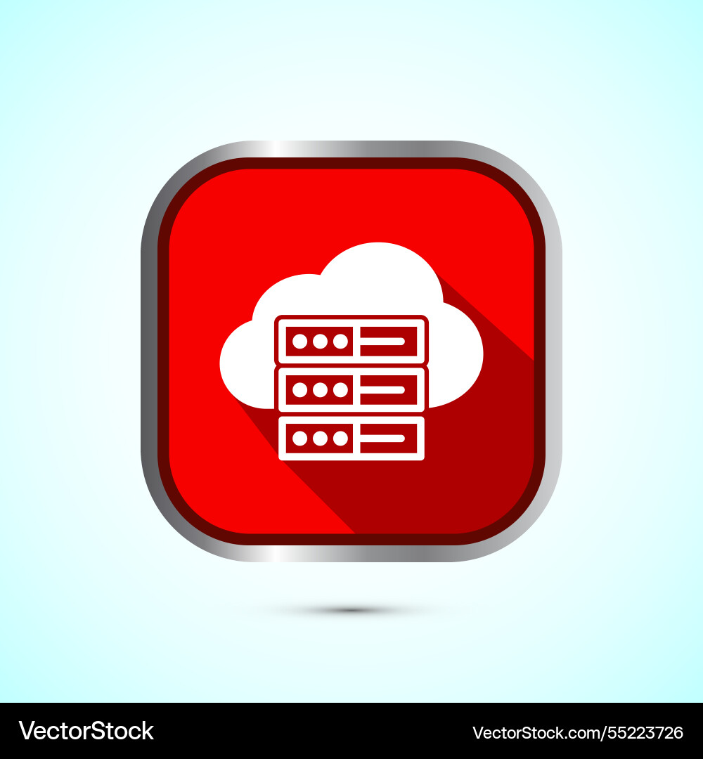 Data center icon design computer server red Data center icon design computer server red vector image