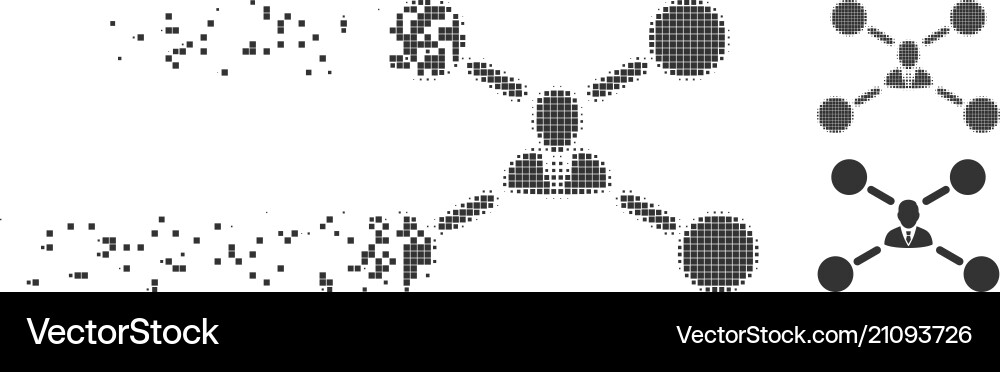 Disappearing pixel halftone user links icon Vector Image