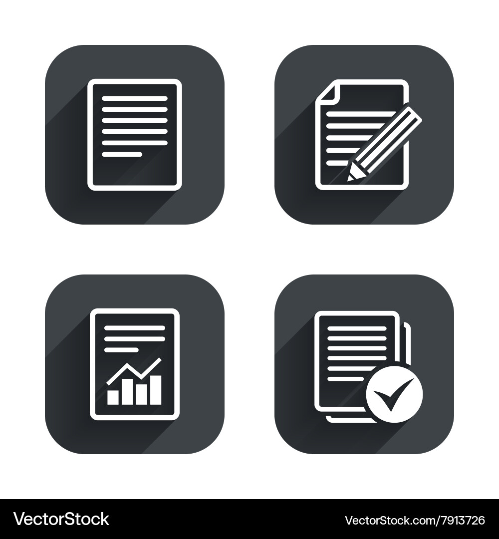 Document icons file with chart and checkbox Vector Image