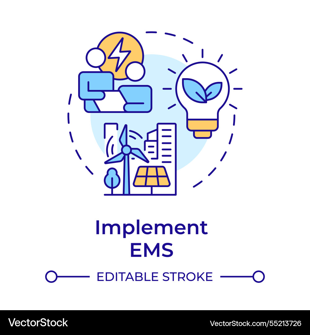 Implementieren Sie ems multi-color concept icon Implementieren Sie ems multi-color concept icon vektorbild