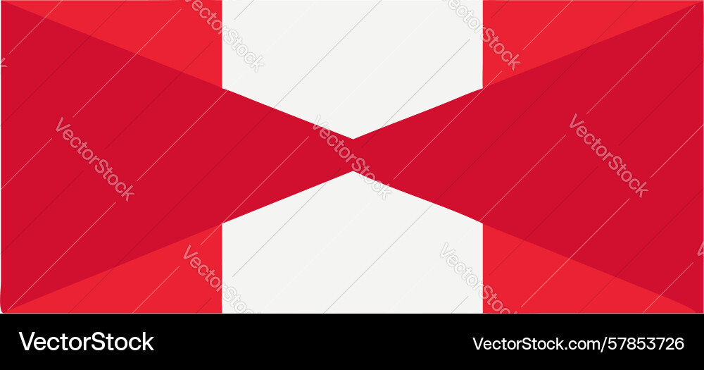 Red and white x-patterned flag dynamic modern vector image